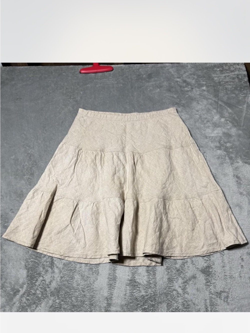 Linen Beige Tiered A-Line Women's Skirt